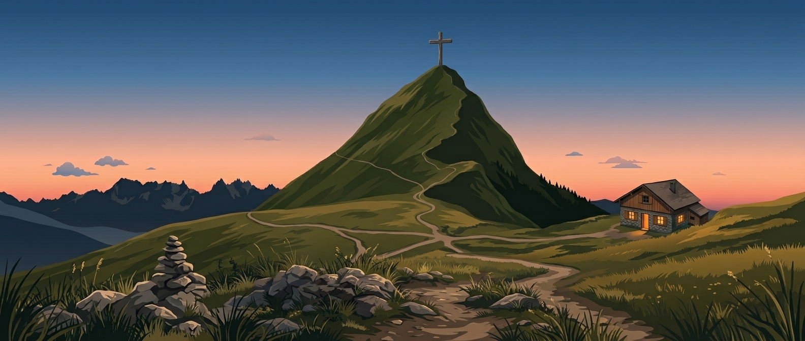 Refuge de montagne dans un paysage alpin